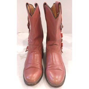 Rare Women's Pink Ropers Western Cowboy Boots Shoes Size 7 #BreastCancer